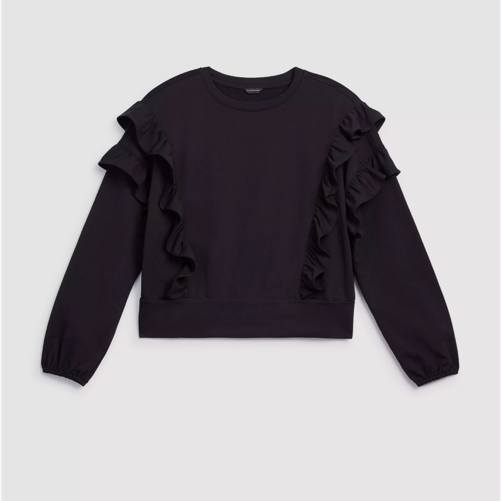 NWT Ann Taylor Ruffle Sweatshirt Long Sleeve Top Shirt Blouse Essential Medium